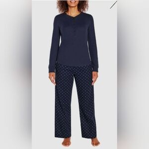 GAP Women's Long Sleeve Thermal Shirt and Flannel Pant 2 Piece Pajama Set